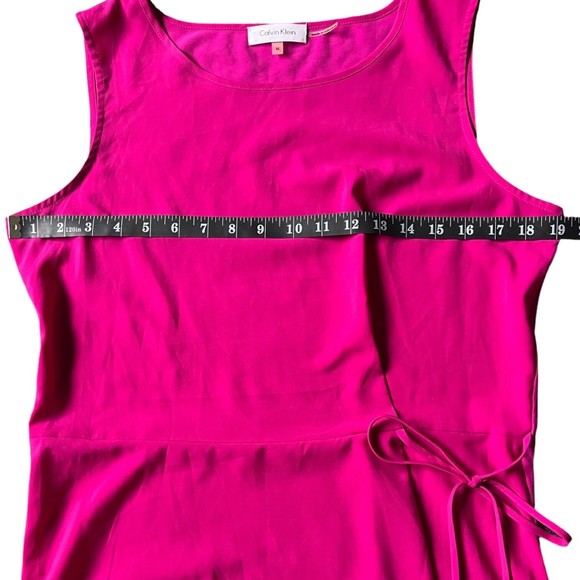 Calvin Klein Women's Sleeveless Blouse Side Tie Chiffon Tank Top w Bow Medium M - Picture 9 of 13
